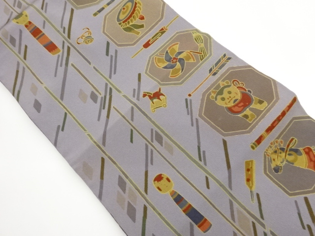 JAPANESE NAGOYA OBI / CHIRIMEN / KINSAI / STRIPE